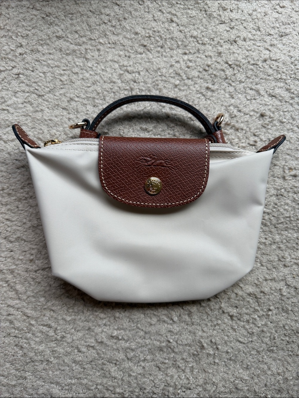 NWT Longchamp- Le Pliage Original Pouch With Handle, PAPER - Picture 2 of 12